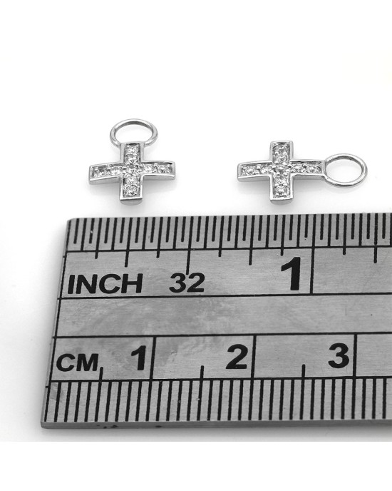 Diamond Miniature Cross Earring Charms
